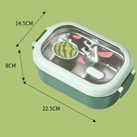 Portable Lunch Box, Leak-proof Lunch Boxes, Split Lunch Box with 2 Compartments, Thermal Lunch Box Made of Stainless Steel for Adults, Children, Office and School (Purple)