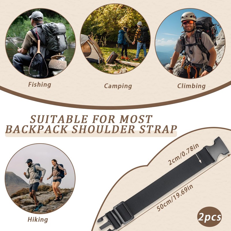 2 Pack Backpack Chest Strap, Adjustable Sternum Straps for Backpacks,