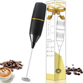 Milk Frother Handheld,Mini Drink Mixer and Coffee Blender Frother for Coffee Bar Accessories, Matcha Whisk,Latte, Cappuccino, Frappe, Hot Chocolate, Egg,Kitchen Essentials Gift (Black)