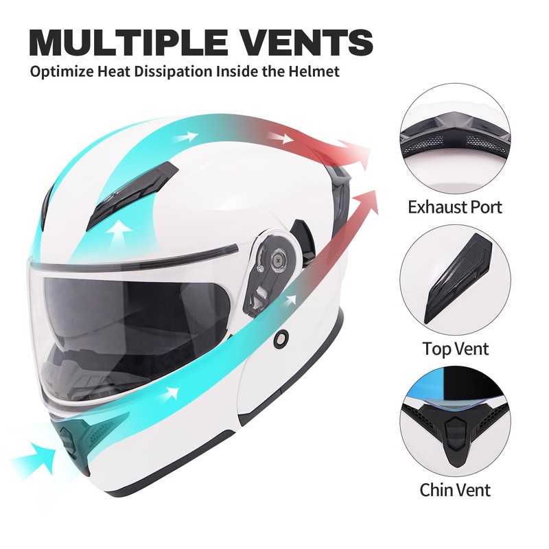 JQF Gear Modular Motorcycle Helmet Dual Visor Flip Up Full