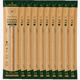 10 varillas Miswak – Varillas Miswak para masticar naturales selladas al vacío – Cepillo de dientes con sabor natural para blanquear los dientes, salu