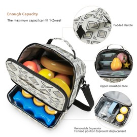 Baby's Geometric Diaper Tote Bag Small Breast Pump Bag Breastmilk Cooler Bag Double Layer for Mother Breast Milk Storage Bag (Rectangle)