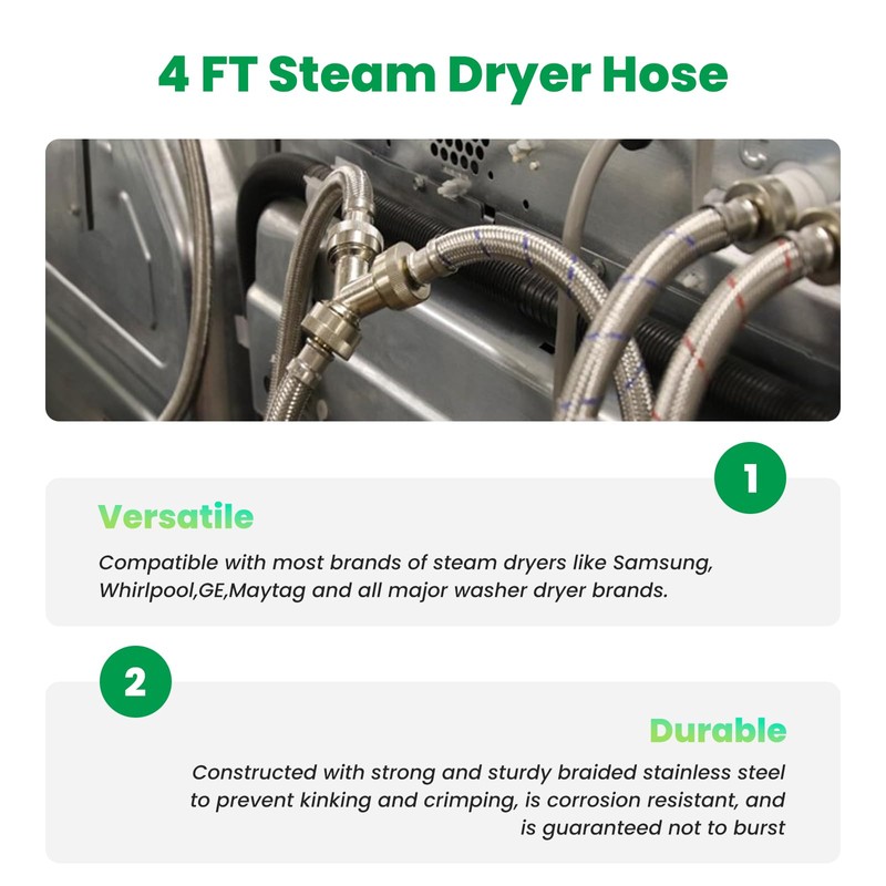 Watflow 4FT Steam Dryer Hose Installation Kit with 3/4" FHT