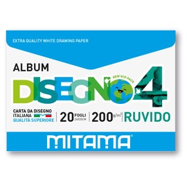 MITAMA - Album da Disegno in Ecobusta - Fogli ruvidi - formato fogli 24 x 33 cm - 200 grammi - confezione da 20 fogli - Album da Disegno Tecnico, perfetto per Disegni e Schizzi - Scuola
