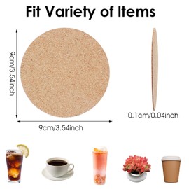 16Pcs Cork Sheet, Mabor Round Cork Backing for Coasters 3.5 Inch Self Adhesive Thin Cork Board Cork Pads Cork Tiles Wood Color Peel and Stick Cork for DIY Craft Accessories(9cm)