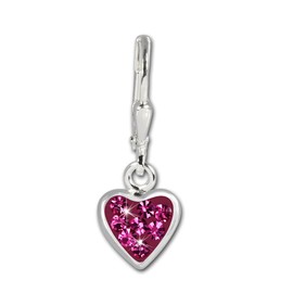 Teenie-Weenie SDO016P Children's Earrings Silver Cubic Zirconia Hearts Pink, Sterling Silver, Cubic Zirconia