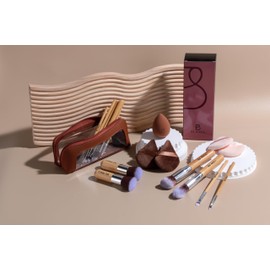 BS-MALL 11 Pcs Professional Makeup Brush Set - Eyeshadow Brush, Blush Brush & Foundation Brush For Liquid Makeup With Sponge, Puffs & Travel Case - Soft Portable Beauty Tools For Daily Use & Gifts