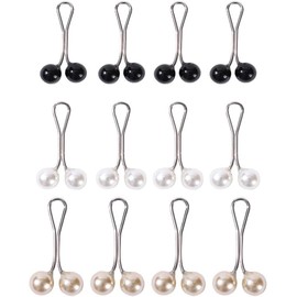 12Pcs Multicolor Headscarf Pearl Pins Clips U Shape Hijab Scarf Lady Muslim Scarf Shawl Clips Scarf Brooches Pin Jewelry Accessories(Black&White&Gold) Women's Brooches and Pins