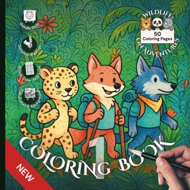 Wildlife on Adventures – Coloring Book 1 – Detailed Doodle Style: 50 Designs in 25 Fun Settings for Adults and Kids