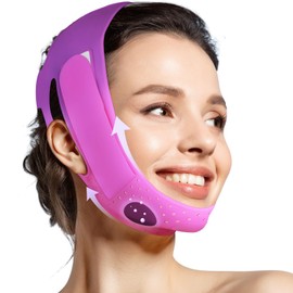 V-Line Face Lifting Chin Up Face Strap, Soft Silicone Chin Strap V Shaped Face 23-27 Inches (Purple)