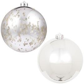 XmasExp Large Christmas Ball Ornaments,2pcs Silver Giant Shatterproof Plastic Hanging Mercury Xmas Ball Decorations Christmas Tree Ornaments (Silver, 6")