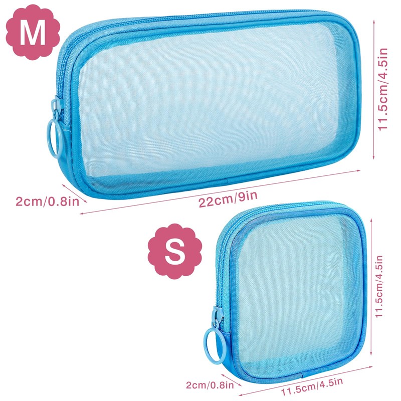 Sinzip 4 Pieces Mini Zipper Nylon Mesh Pouch, Mesh Cosmetic