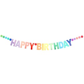 Happy Birthday Garland Rainbow, Garland Birthday 5 Metres, Happy Birthday Banner, Happy Birthday Banner Sign, Birthday Decoration Accessories, Party Decoration Banner for Adults Children