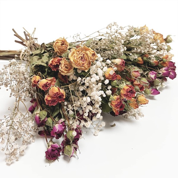 L'BREVOGA Dried Flowers with Stem, 16 inches Dried Spray Rose