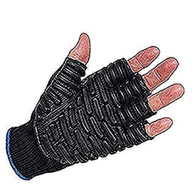 Impacto BLACKMAXX Touch L 1/2FINGER Anti-Vibration Glove Blue, Large (Pack of 2) (VI4747)