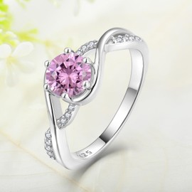 CARICY Women Ring,925 Sterling Silver Infinity Promise Ring Tourmaline October Birthstone Jewelry Ring for Women Engagement Ring Size 7