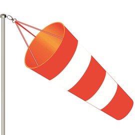 Windsock for Outdoors, Windsocks for the Garden, Red and White Windsock with Reflective Stripes, Polyester Belt, Oxford Fabric Weathervane Wind Sock Bag for Wind Measurement for Airport