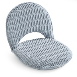Corn Kernel Corduroy 5-Position Foldable Floor Chair for with Adjustable Back Great for Gaming Reading Meditating (Grey)