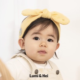 LUMI&HEI Baby Cotton Headbands (7colors) - Soft Corduroy HairBands with Bows for Baby girl toddler kids - Handmade Toddler Hair Accessories (Honey Yellow)