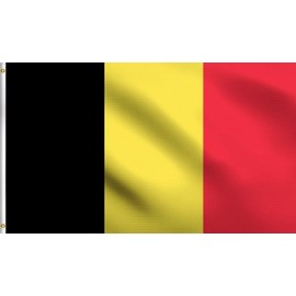DMSE Kingdom of Belgium Black Yellow Red Flag 2X3 Ft Foot 100% Polyester 100D Flag UV Resistant (2'X3' Ft Foot)