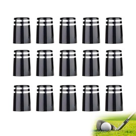 TUKEVA Pack of 15 Golf Iron Ferrules Golf Replacement Sleeve Adapter Ferrule Caps Iron Golf Club Shaft Ferrules for 0.370 Iron Shaft for Golf Club Sleeves Parts Club Accessories (Black)