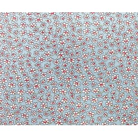 100% Cotton Poplin Fabric - White Daisy Ditsy Floral on Sky Blue - Craft Fabric Material by The Metre (CP0861SKY)