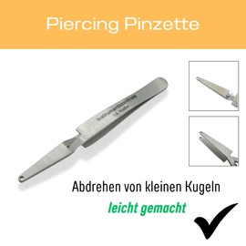 Ball Holder Tweezers F2, Self-Holding, for Balls from 2 mm Diameter, Length 10 cm, Piercing Ball Twister