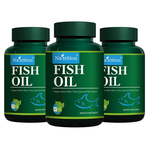 Natrition Omega-3 Fish Oil Softgels, 1000mg 30% Omega-3, 100 Softgels/Bottle