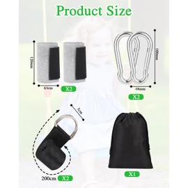 900 kg Swing Attachment Tree and Hammock Attachment 200 cm x 5 cm, Includes 2 Carabiners, D-Rings, for Hanging Chair Swing Suspension with Tree Protection Padding, Storage Bag