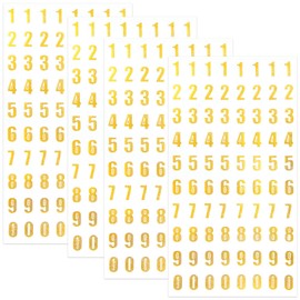 OIIKI 4 Sheets Glitter Stickers - 0.24 x 0.43in Small Gold Number Decals, Adhesive Decals for DIY Crafts, Scrapbooks, Greeting Cards, Christmas Decoration (320pcs)