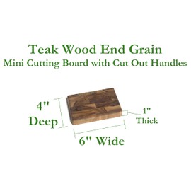 Lipper International 7217 Teak 6" End Grain Cutting Board with Cut Out Handles