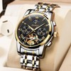 OUPINKE Men's Automatic Luxury Skeleton Mechanism with Moon Phase Tourbillon