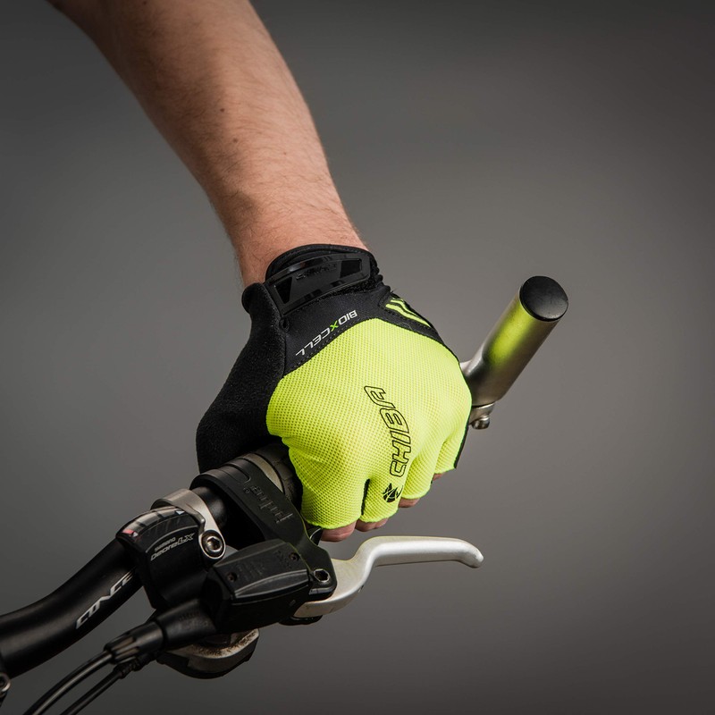 Chiba BioXCell Air Cycling Gloves Short Yellow/Black 2025: Size: L