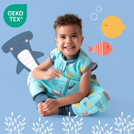 schlummersack Baby sleeping bag with feet, winter, 3.5 tog, 70 cm, sea creatures, sleeping bag with extended cuffs for a height of 70-80 cm, winter sleeping bag for baby with sleeves