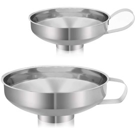 Stainless Steel Canning Funnel, 2 Pack Wide Mouth Jam Jar Funnel with Handle, Canning Funnel for Wide and Regular Jars Transferring Liquid Dry Ingredients
