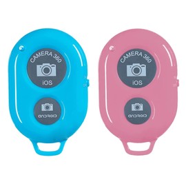 AngelReally Wireless Camera Shutter Remote Control for Smart Phones- Compatible with iOS/Android (1 Pink＋1 Blue)