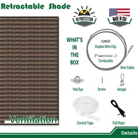 Goleray 4'x13' Retractable Pergola Canopy Replacement Shade Cover Patio Awnings, 240GSM Breathable Outdoor Sun Shade Sail with Cable Hardware for Deck Porch Garage Backyard, Brown