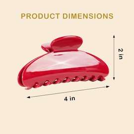 Premium Acetate Hair Claw Hair Accessory with Concealed Spring Mechanism, Cute Hair Claw Clips for Women Thick or Thin，4 inch large claws, Red