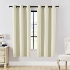HUTO Beige Blackout Bedroom Window Curtains Drapes - Antique Copper Thermal Insulated Privacy Protect Curtains Drpaeries for Living Room, 2 Panels, 42 x 63 Inch, Cream White