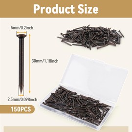 Pack of 150 Steel Nails, 30 mm Steel Pins, High-Strength Nails Wall, Universal Picture Nails with Storage Box for Concrete, Brick, Plaster and Wood (Black)