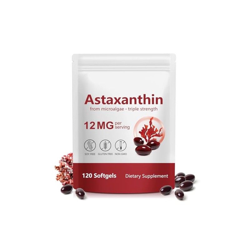 Astaxanthin 12 mg Supplements, 120 Softgels Premium Astaxanthin Antioxidant Supplements
