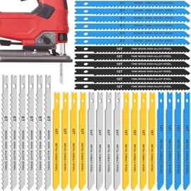 34Pcs Jig Saw Blade for Wood High Carbon Steel U Shank Jigsaw Blades Wood Jigsaw Blades Set Down Cut Jigsaw Blade Set with Storage Case for Plastic Metal Cutting 6T 8T 10T 14T 18T 24T 32T (34PCS)