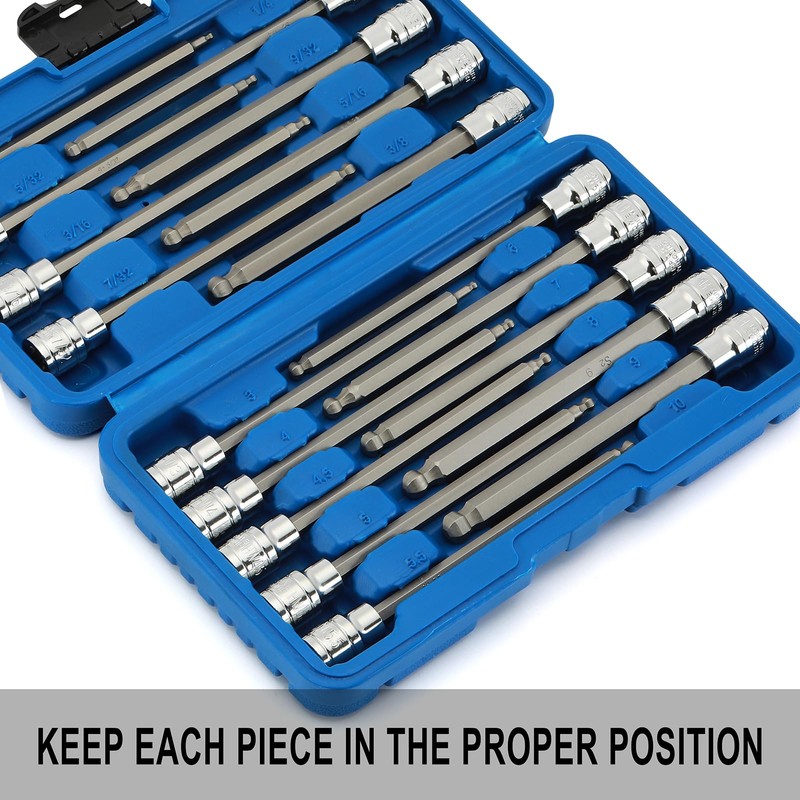 EMENTOL 18PCS 3/8" Drive Long Ball-End Hex Bit Socket Set,