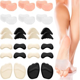 32 pcs Almohadillas de Talón, Relleno de Zapatos, Reutilizables Almohadillas para Pies Amortiguadoras Aliviar el Dolor de Pies para Mujer, Metatarsianas Adheribles Antideslizante