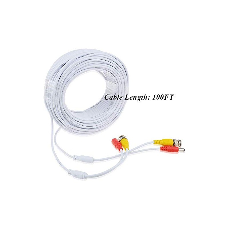 ABLEGRID 100ft White BNC Extension Cable Cord Lead for Night
