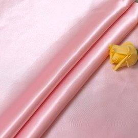 Satin Fabric by The Yard ，60 Inch Wide ，Soft Charmeuse Silk Satin Fabrics for Sewing,Wedding Dress,DIY Craftings, Costumes,Draping,Table Runner,Cloth Napkins (Pink, 1yard)