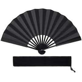 choyaxo Black Folding Hand Fan Handheld Chinese Bamboo Fan Vintage Hand Held Foldable for Performance Wedding Decoration Dancing Party Gift