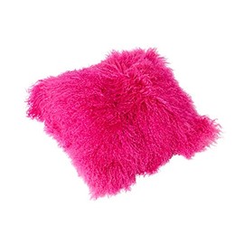 Genuine Mongolian Sheepskin Cushion Pillowcase 40x40cm (big variety of colours) JAY15 colour light pink / purple