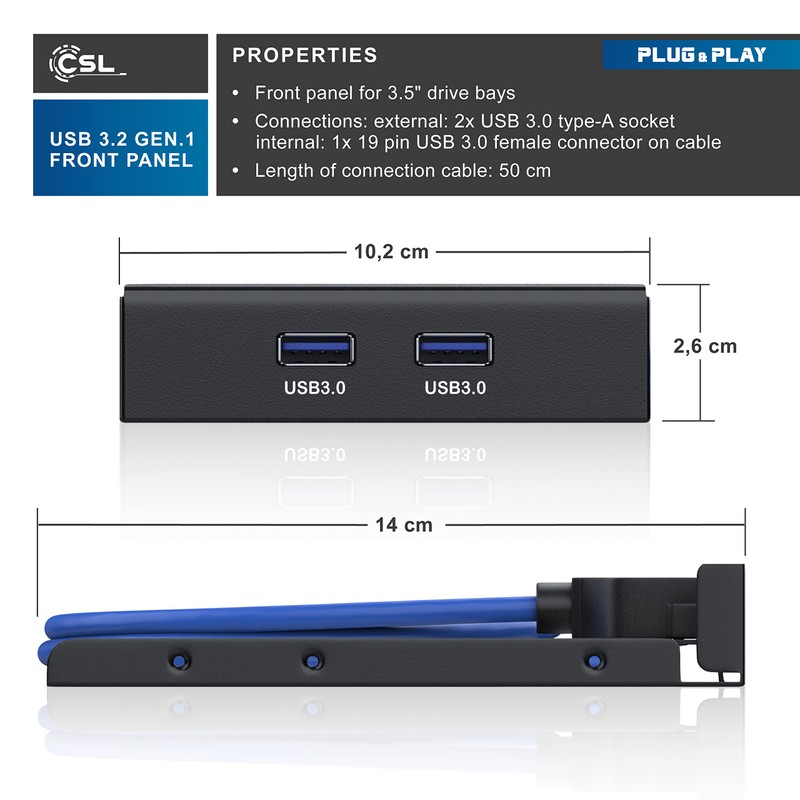 CSL USB 3.0 Super Speed Front Panel for 3.5 inch