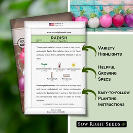 Sow Right Seeds - Easter Egg Mix Radish Seed for Planting - Non-GMO Heirloom Packet with Instructions to Grow an Outdoor Home Vegetable Garden - Multi Color, Fast Growing - Red, Purple, and White (1)